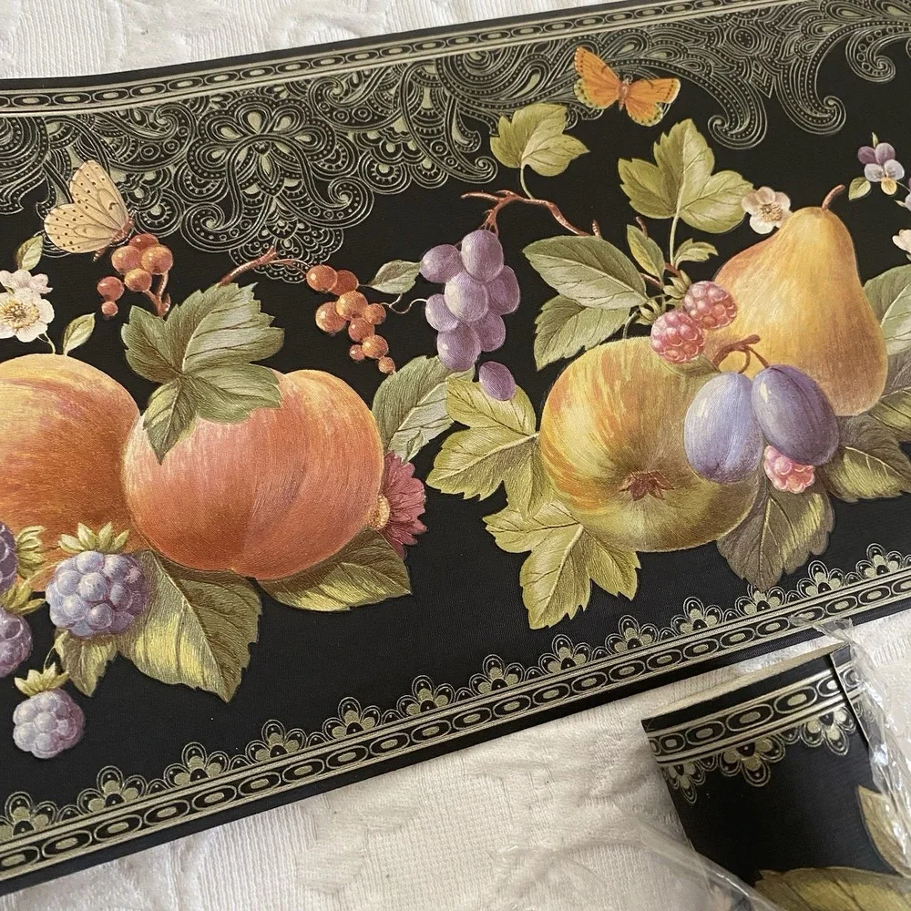 Lot 2 Brewster Fruit Wallpaper Border  Pear Strawberry French Country‎ B6627L